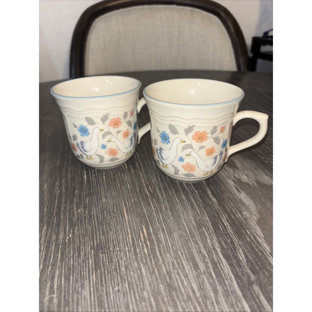 Vintage Country Classics Collection By Action Goose Duck Floral 2 Coffee Cups
